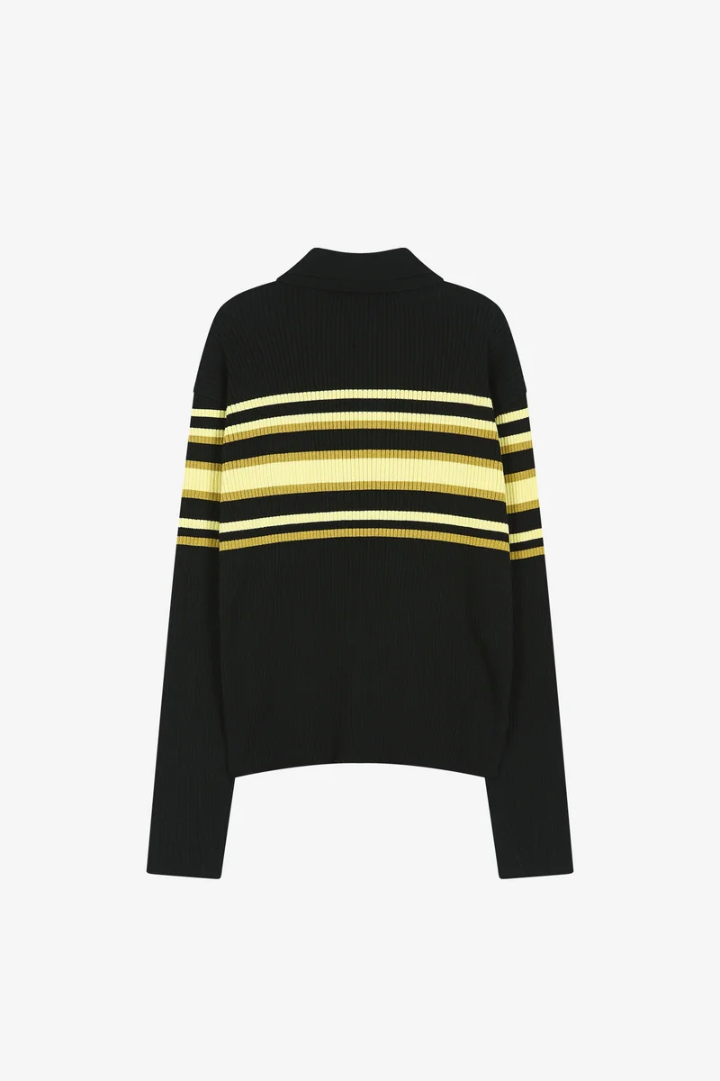 LAYERED COLLAR PITT STRIPE POLO SWEATER 7