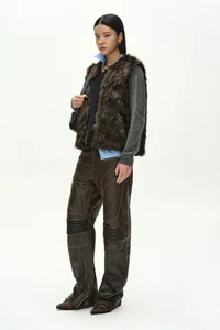 LEATHER ARTICULATED PANEL JEANS thumb 1