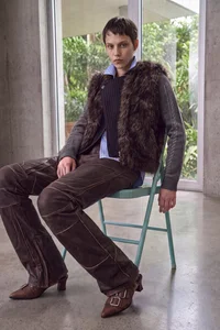 LEATHER ARTICULATED PANEL JEANS thumb 2