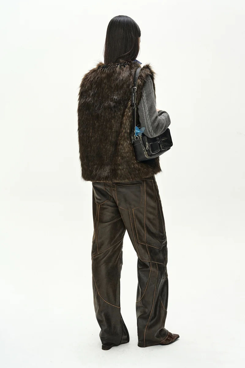 LEATHER ARTICULATED PANEL JEANS 3