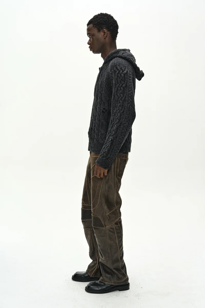 LEATHER ARTICULATED PANEL JEANS 5