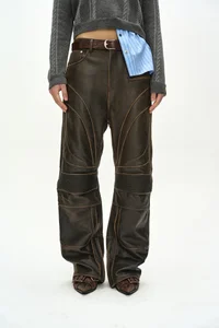 LEATHER ARTICULATED PANEL JEANS thumb 6