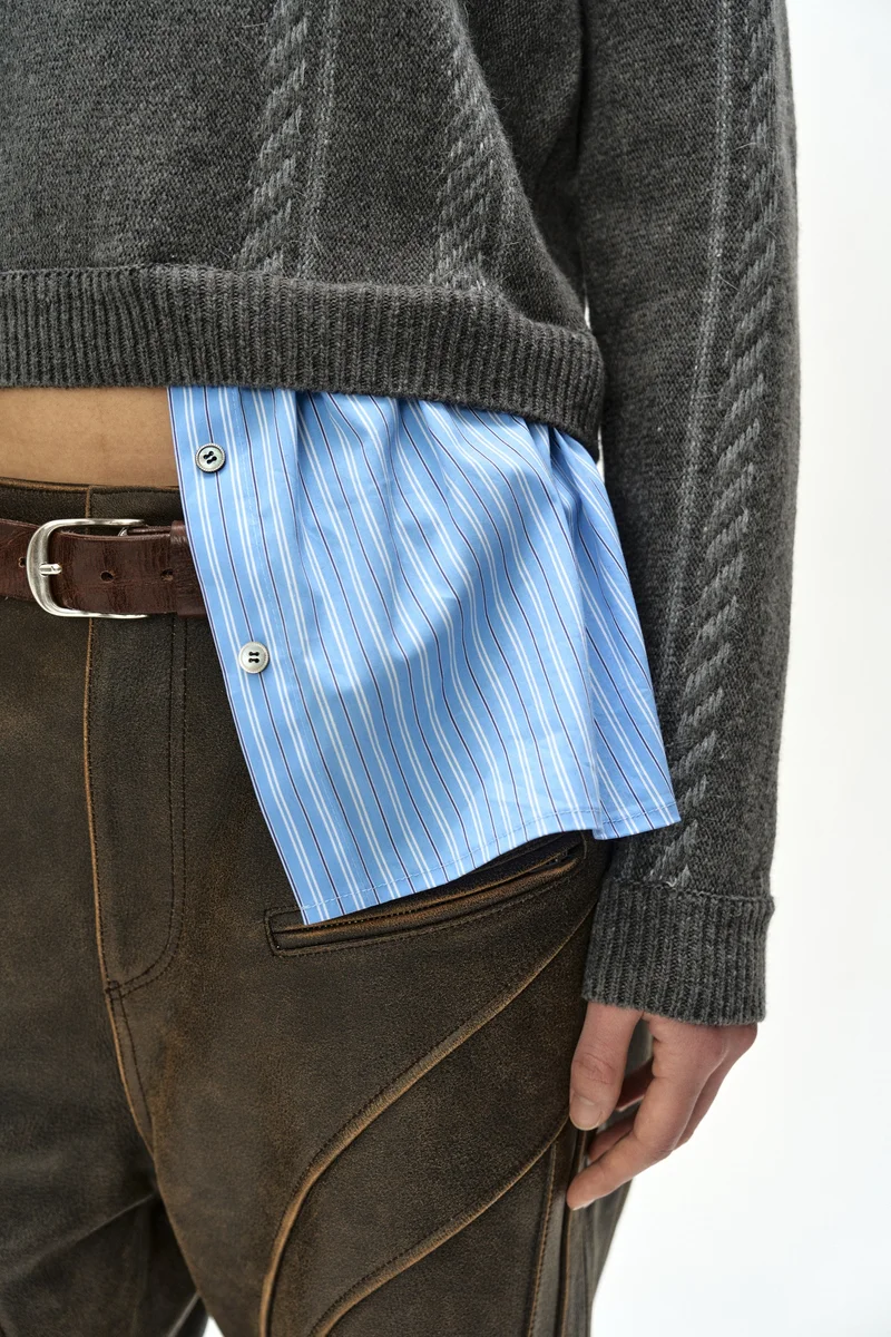LEATHER ARTICULATED PANEL JEANS 8