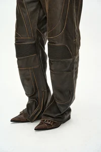 LEATHER ARTICULATED PANEL JEANS thumb 9