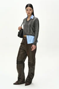 LEATHER ARTICULATED PANEL JEANS thumb 12