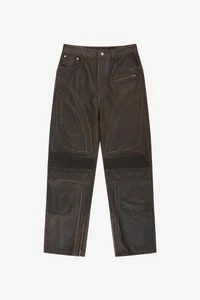 LEATHER ARTICULATED PANEL JEANS thumb 14
