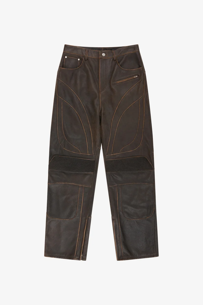 LEATHER ARTICULATED PANEL JEANS 14