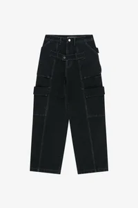 BELT LAYERED CARGO WIDE-LEG JEANS