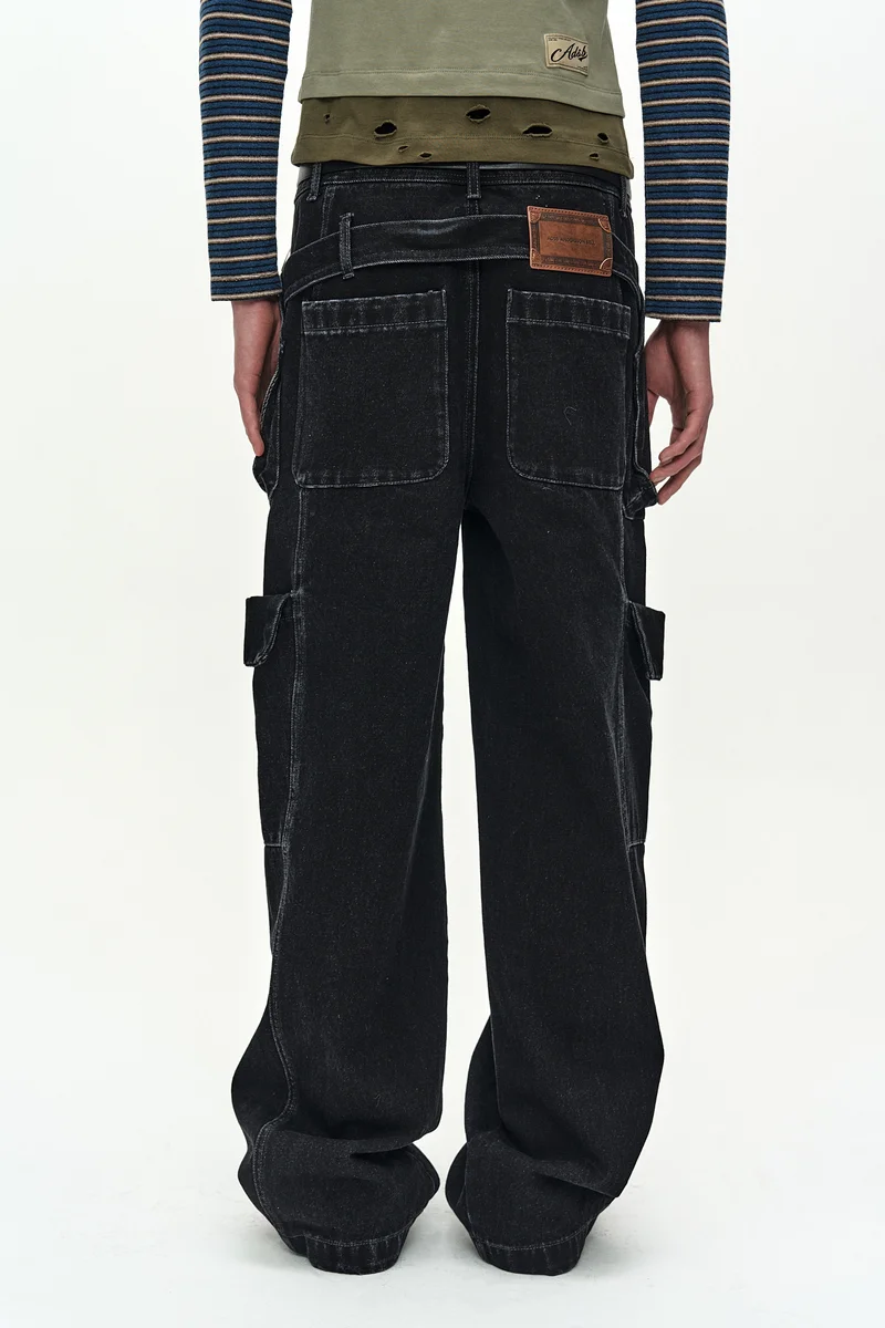 BELT LAYERED CARGO WIDE-LEG JEANS 6