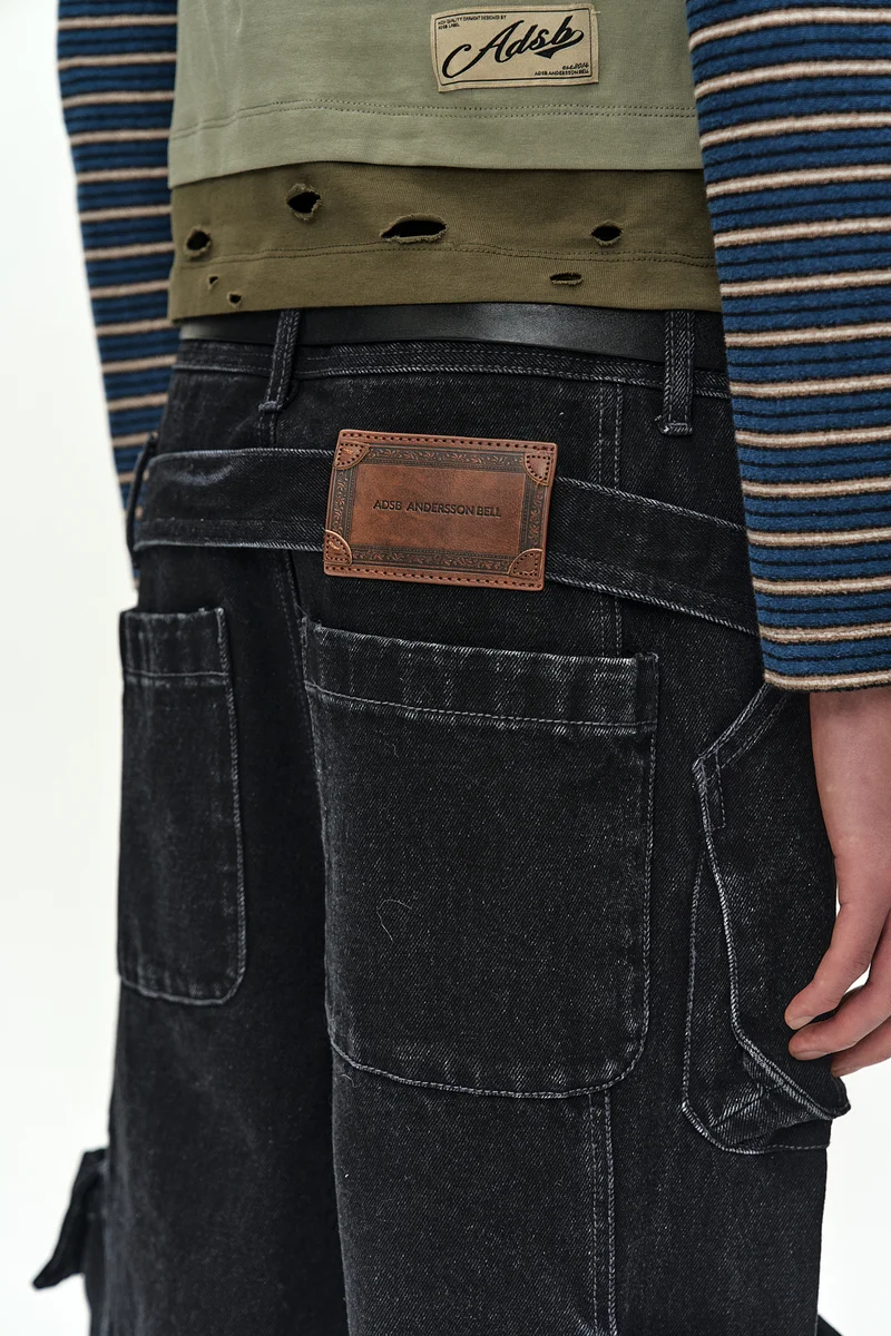 BELT LAYERED CARGO WIDE-LEG JEANS 9