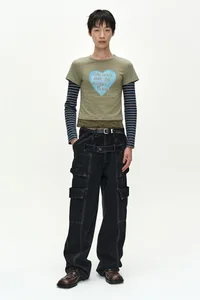 BELT LAYERED CARGO WIDE-LEG JEANS thumb 10