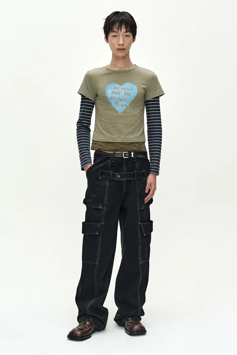 BELT LAYERED CARGO WIDE-LEG JEANS 10