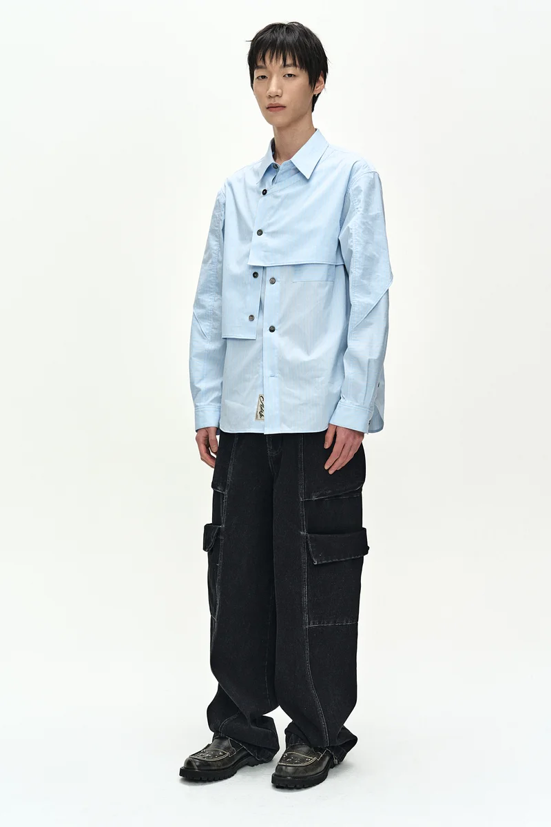 BELT LAYERED CARGO WIDE-LEG JEANS 11