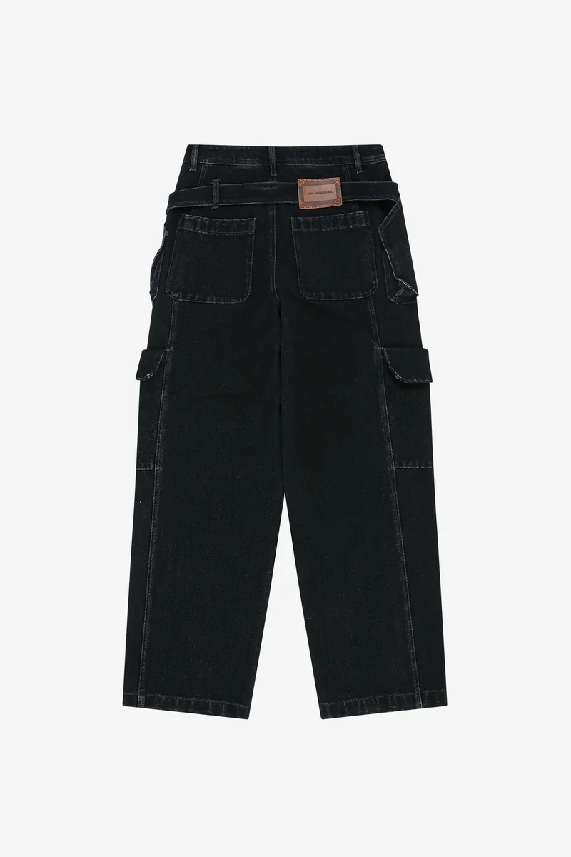 BELT LAYERED CARGO WIDE-LEG JEANS 14