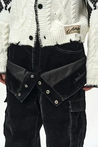 FLOCK VELVET DOUBLE WAIST WIDE-LEG JEANS thumb 6
