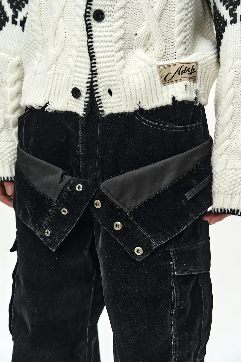 FLOCK VELVET DOUBLE WAIST WIDE-LEG JEANS 6