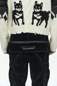 FLOCK VELVET DOUBLE WAIST WIDE-LEG JEANS thumb 8