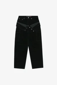 FLOCK VELVET DOUBLE WAIST WIDE-LEG JEANS thumb 11