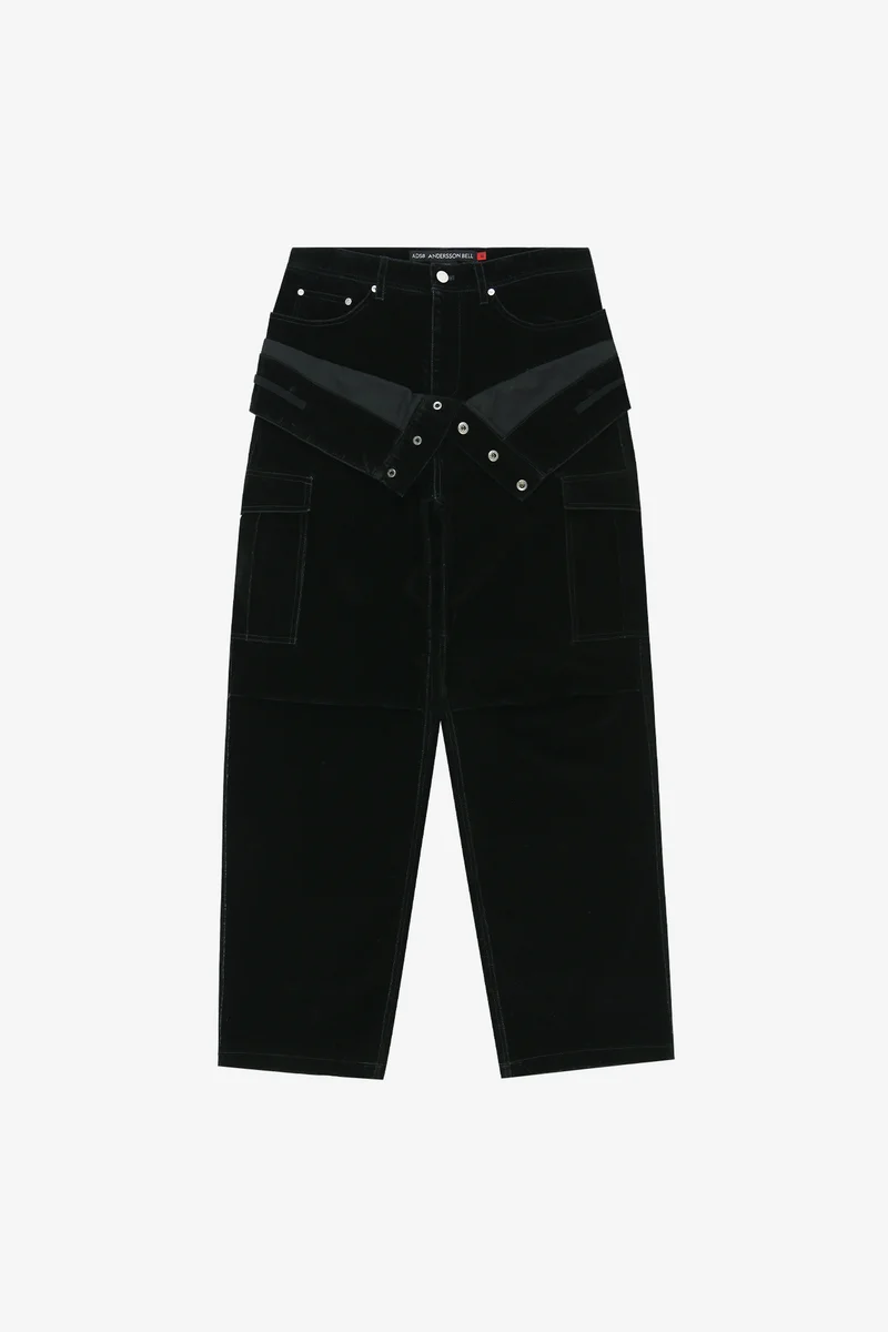 FLOCK VELVET DOUBLE WAIST WIDE-LEG JEANS 11