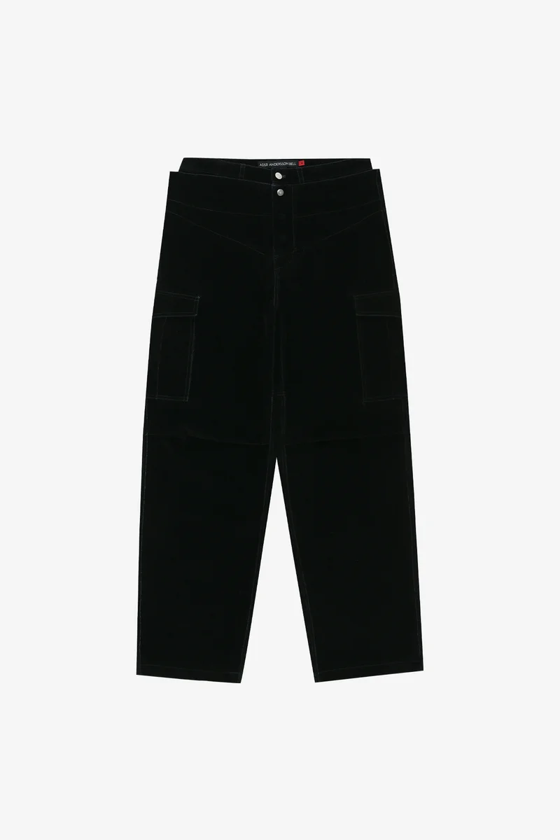 FLOCK VELVET DOUBLE WAIST WIDE-LEG JEANS 13