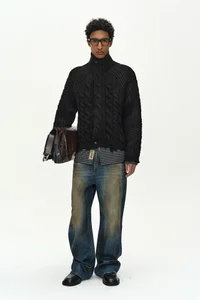 UNISEX COATED BLUE WIDE-LEG JEANS thumb 1