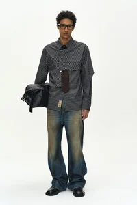 UNISEX COATED BLUE WIDE-LEG JEANS thumb 2