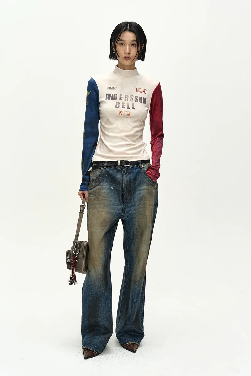 UNISEX COATED BLUE WIDE-LEG JEANS 3