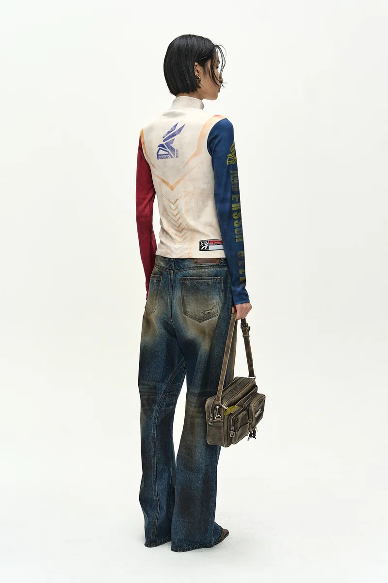 UNISEX COATED BLUE WIDE-LEG JEANS 4