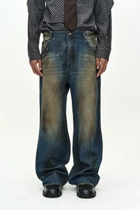 UNISEX COATED BLUE WIDE-LEG JEANS thumb 5
