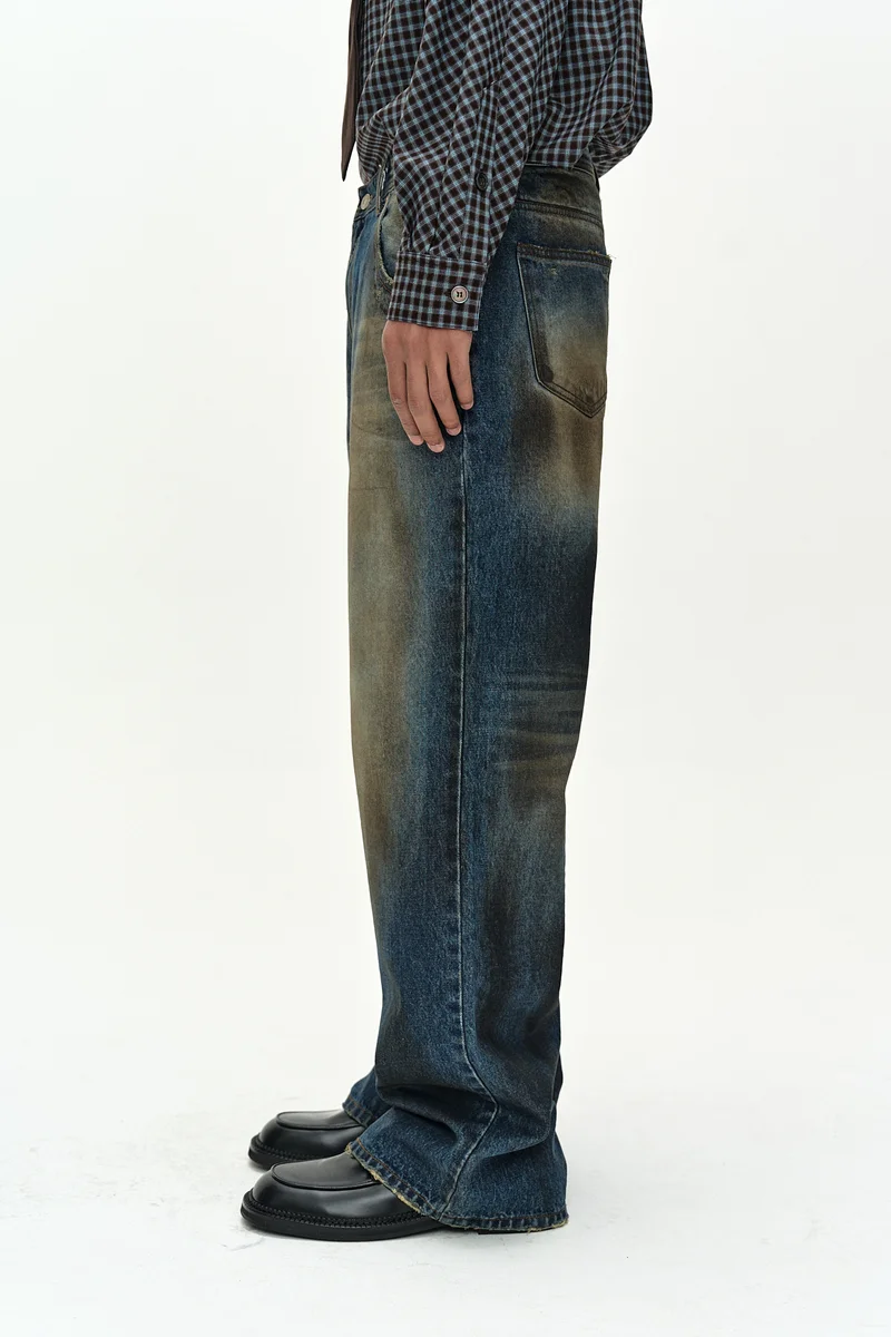 UNISEX COATED BLUE WIDE-LEG JEANS 6