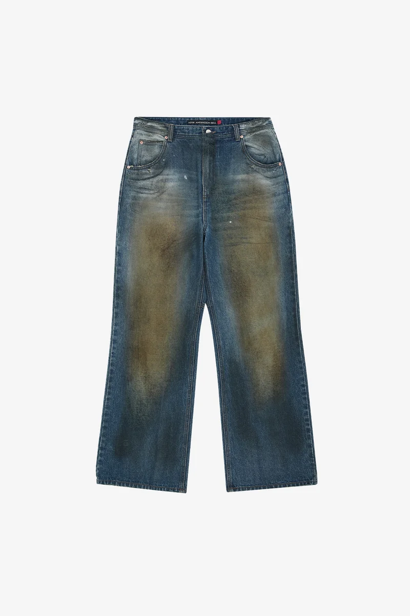 UNISEX COATED BLUE WIDE-LEG JEANS 10