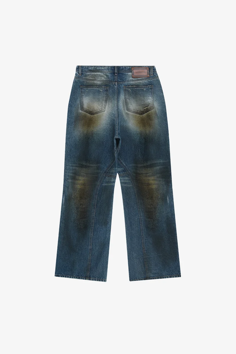 UNISEX COATED BLUE WIDE-LEG JEANS 11