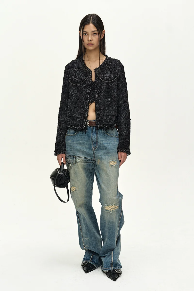 UNISEX RE-WORKED EMBROIDERY FLARE JEANS 2