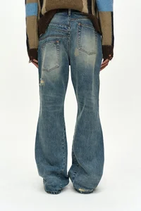UNISEX RE-WORKED EMBROIDERY FLARE JEANS thumb 6