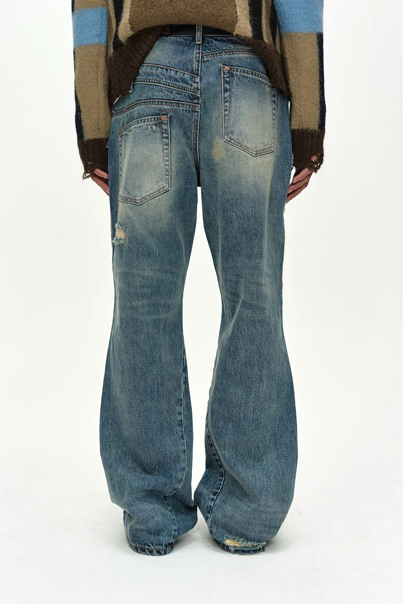 UNISEX RE-WORKED EMBROIDERY FLARE JEANS 6