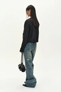 UNISEX RE-WORKED EMBROIDERY FLARE JEANS thumb 12