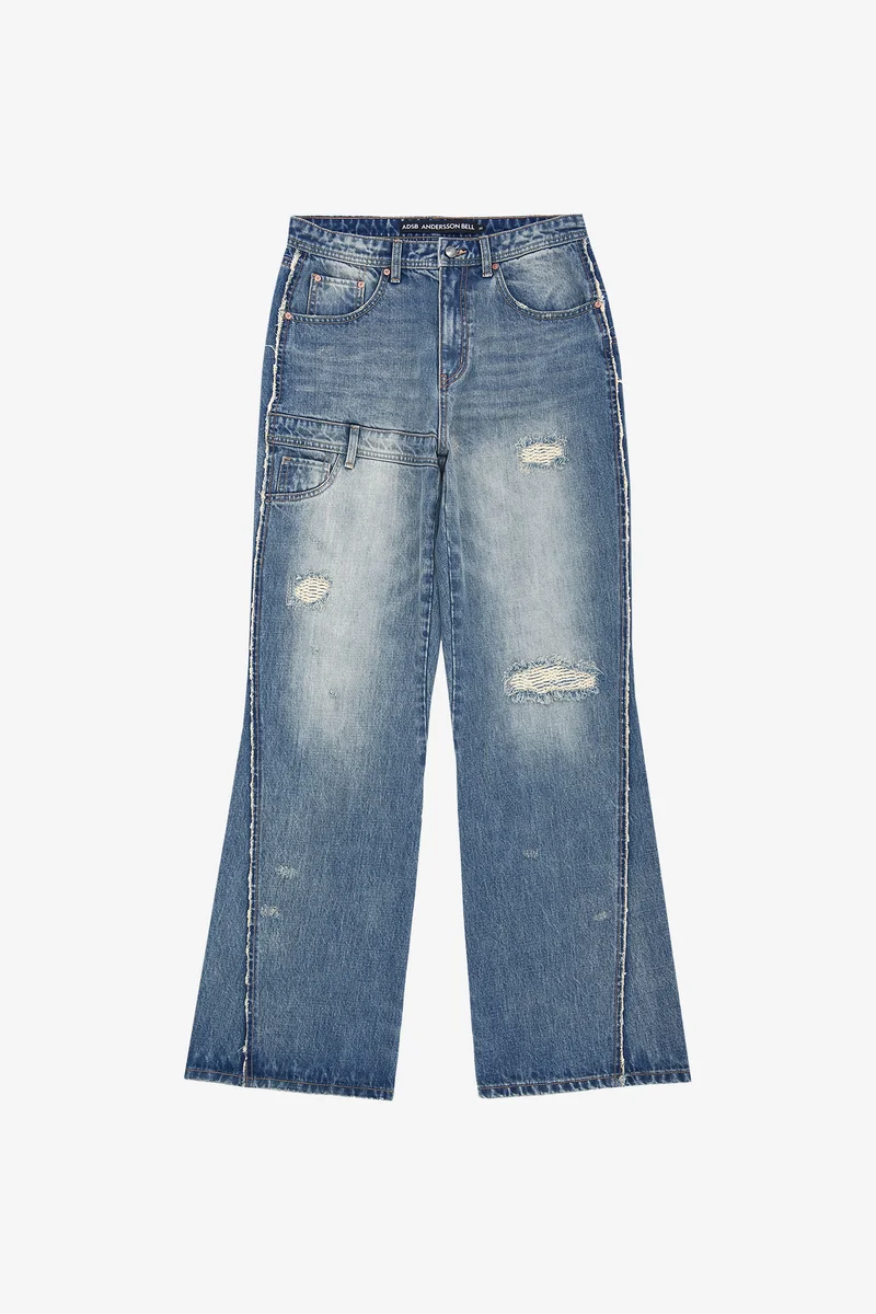 UNISEX RE-WORKED EMBROIDERY FLARE JEANS 13
