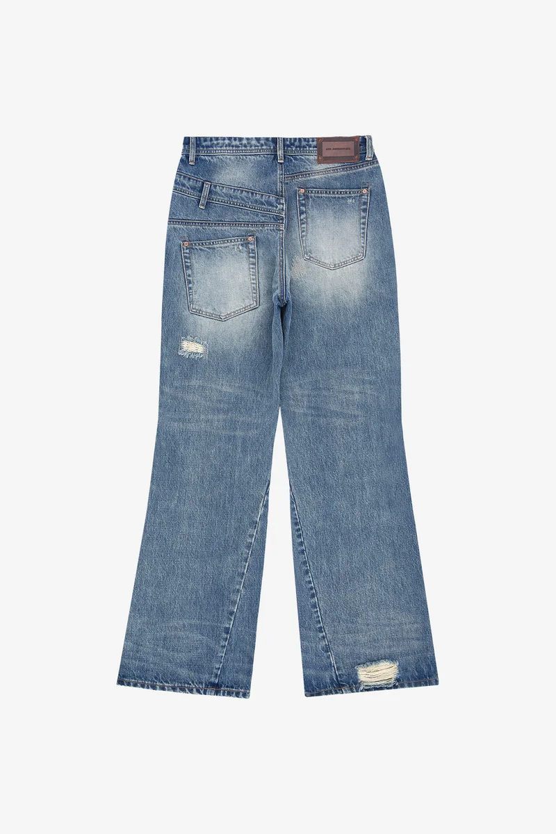 UNISEX RE-WORKED EMBROIDERY FLARE JEANS 14