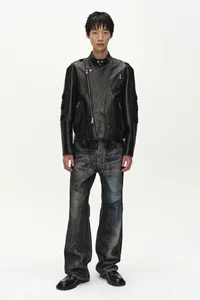 UNISEX ILLUSION PATCHWORK TROMPE L'OEIL JEANS thumb 2