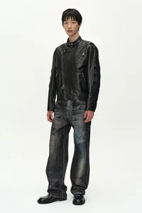 UNISEX ILLUSION PATCHWORK TROMPE L'OEIL JEANS thumb 4