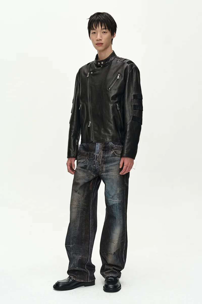 UNISEX ILLUSION PATCHWORK TROMPE L'OEIL JEANS 4