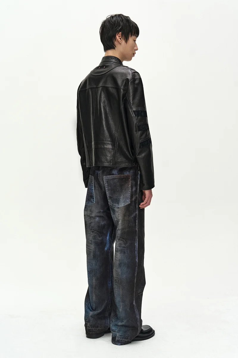 UNISEX ILLUSION PATCHWORK TROMPE L'OEIL JEANS 5