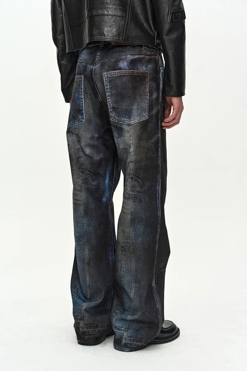 UNISEX ILLUSION PATCHWORK TROMPE L'OEIL JEANS 7