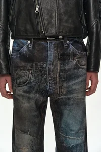 UNISEX ILLUSION PATCHWORK TROMPE L'OEIL JEANS thumb 8