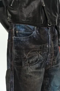 UNISEX ILLUSION PATCHWORK TROMPE L'OEIL JEANS thumb 9