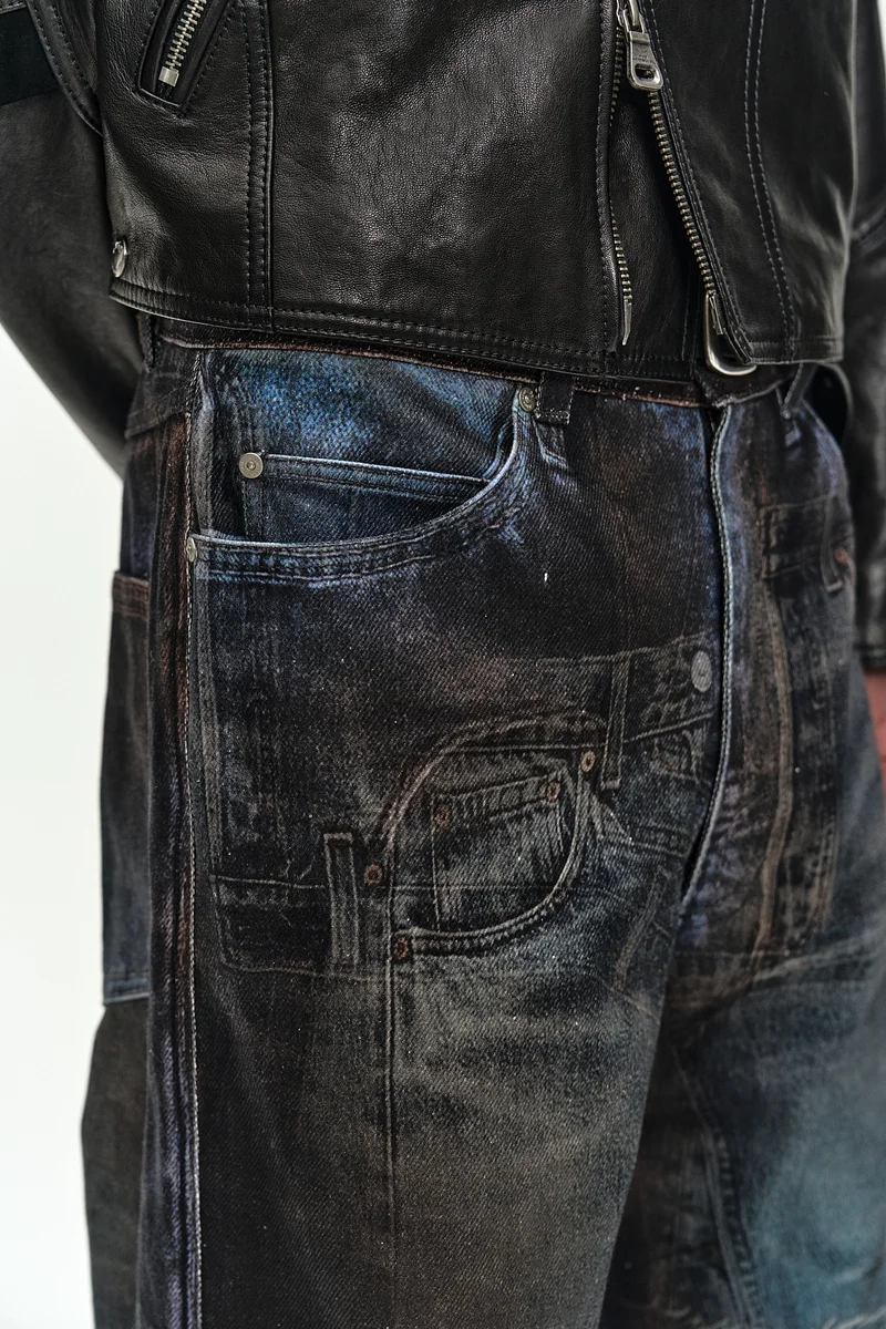 UNISEX ILLUSION PATCHWORK TROMPE L'OEIL JEANS 9