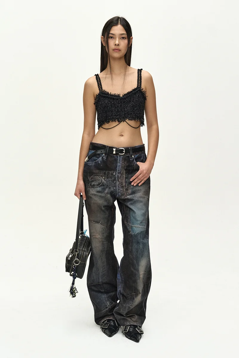UNISEX ILLUSION PATCHWORK TROMPE L'OEIL JEANS 10