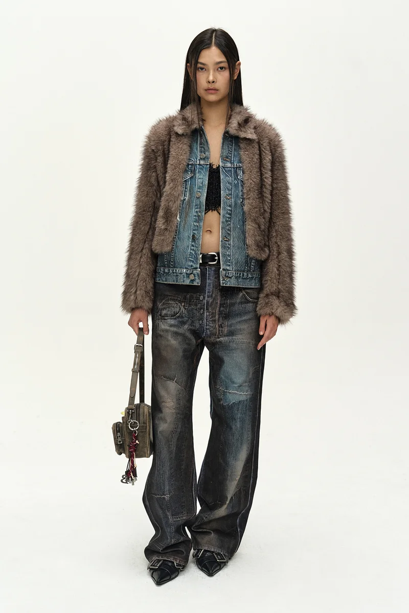 UNISEX ILLUSION PATCHWORK TROMPE L'OEIL JEANS 12