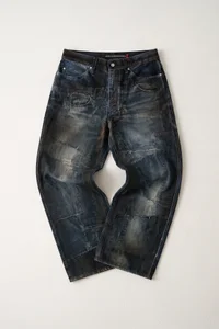 UNISEX ILLUSION PATCHWORK TROMPE L'OEIL JEANS thumb 13