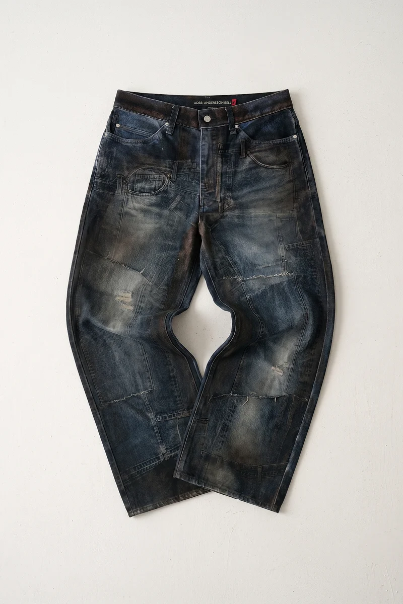 UNISEX ILLUSION PATCHWORK TROMPE L'OEIL JEANS 13